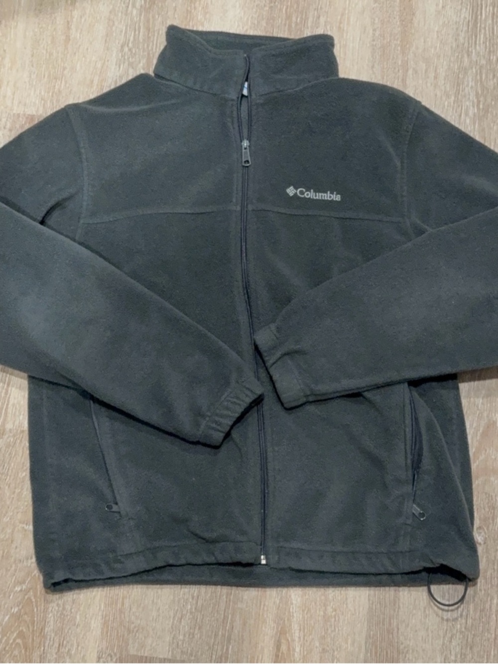 Columbia Dark Gray Fleece Jacket with Blue Trim